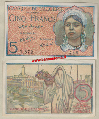 Algeria P94b 5 Francs 02.10.1944 aUNC