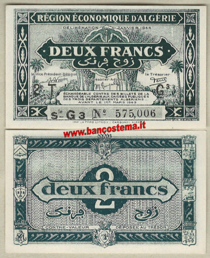 Algeria P102 2 Francs L.1944 UNC-