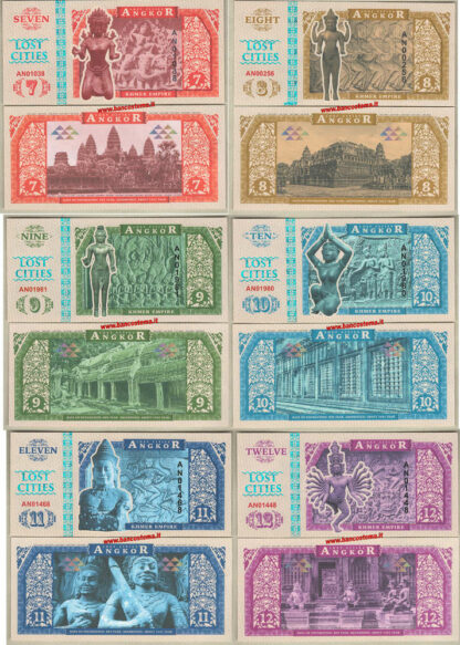 Angkor set 6 pz 2016 paper unc serie città perdute