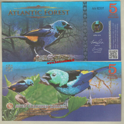 Atlantic Forest 5 Aves Dollars 2016 (2017) paper unc