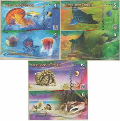 Atlantic Ocean 4-5-6 Ocean Dollars set 3 pz. novembre 2017 (2018) paper unc
