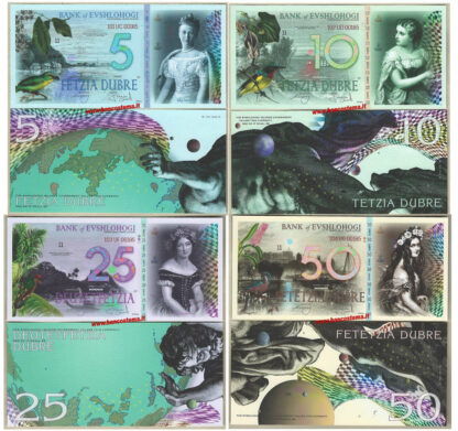 Bank of Evshlohogi 5-10-25-50 Fetzia set 4 pz polymer unc