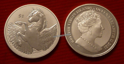 British Virgin Islands 1 Dollar 2021 oncia pegaso unc