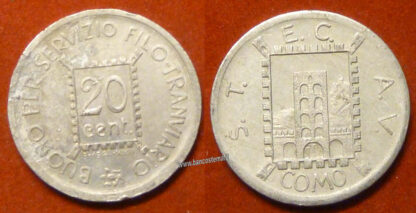 Buono 20 Cent per Filo-Tranviario Como 1944 Stecav