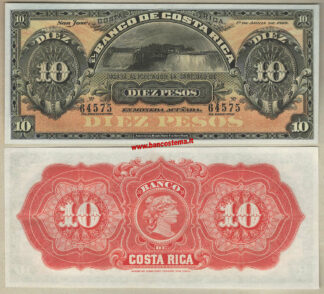 Costa Rica PS164r 10 Pesos 1 april 1899 unc