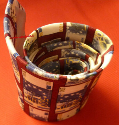 Cravatta con euro banconote colore bordeaux - immagine 2
