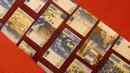 Cravatta con euro banconote colore bordeaux