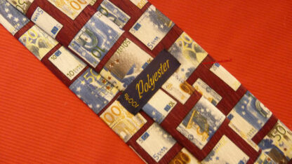 Cravatta con euro banconote colore bordeaux - immagine 4