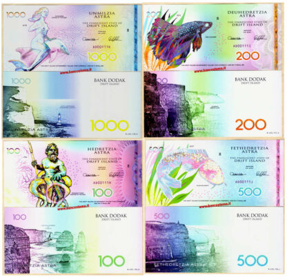 Drift Islands 100 -200-500-1.000 Astra 2021 set 4 pz polymer unc