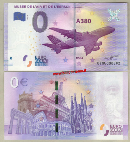 Euro 0 touristiqué Muséee de L'air et de l'espace MSN4 A380 (France) 2017-2