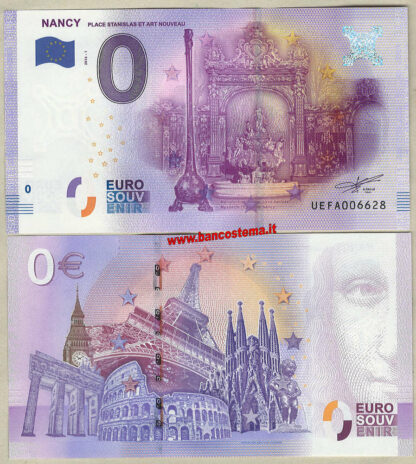 Euro 0 turistique NANCY - PLACE STANISLAS ET ART NOUVEAU (France) 2016-1 unc