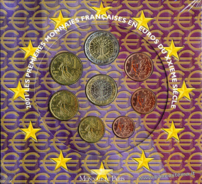 Francia serie zecca euro 1999-2000-2001 Fdc 8 valori - immagine 2