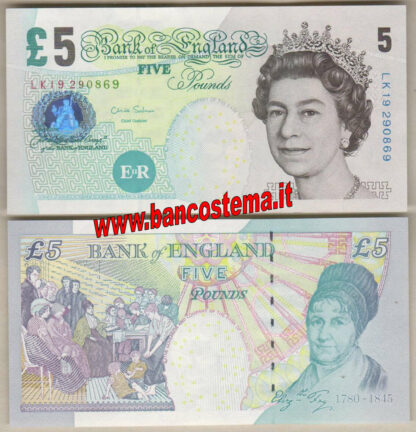 Great Britain P391d 5 pounds 2016 unc  - LK19 sign.Chris Salmon