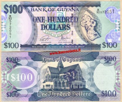 Banconota Guyana P36e 100 dollars nd 2022 unc