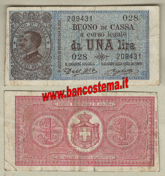 Italia A10 P36a qSPL 18/08/1914 - 1 lira Vittorio Emanuele III