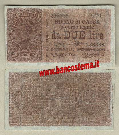 Italia A31 P37a - 2 Lire Vittorio Emanuele III 21/09/1914