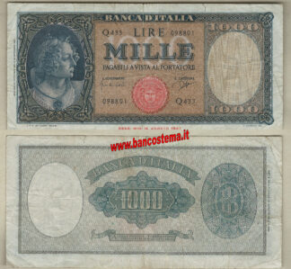 Italia A699 P88d - 1.000 Lire "Ornata di perle" 25/09/1961 bb - medusa