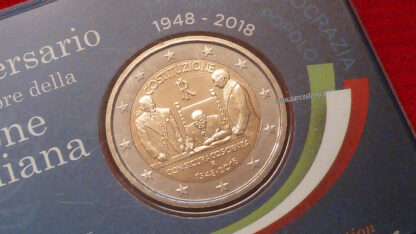 Italia 2 euro commemorativo 2018 - 70°anniv.costituzione Italiana fdc coin card - immagine 2