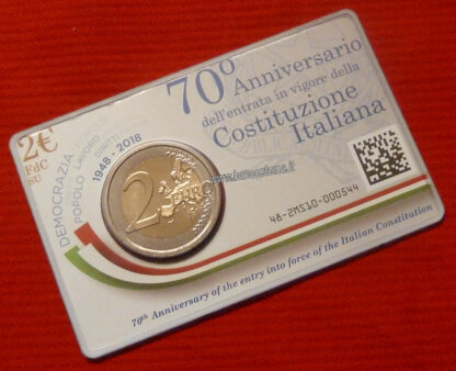 Italia 2 euro commemorativo 2018 - 70°anniv.costituzione Italiana fdc coin card - immagine 3