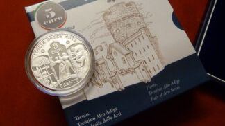 moneta Italia-5-euro-proof-2017-Trento argento
