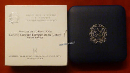 Italia 10 euro argento commemorativa "Genova capitale Europea della cultura" 2004 Proof - immagine 3