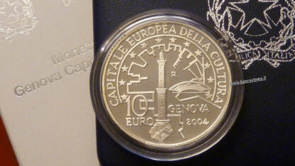 Italia 10 euro argento commemorativa "Genova capitale Europea della cultura" 2004 Proof