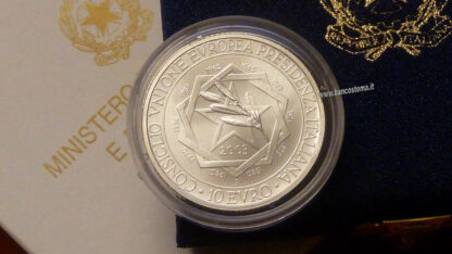Italia 10 euro argento commemorativa "Presidenza Europea" 2003 fdc