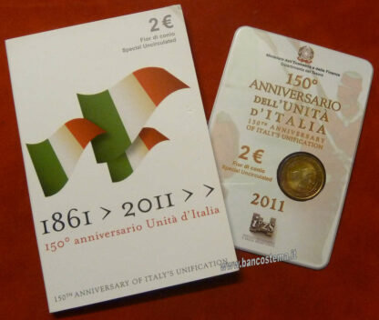 Italia 2 euro "150 anniversario Unità d'Italia" commemorativo in folder 2011 fdc