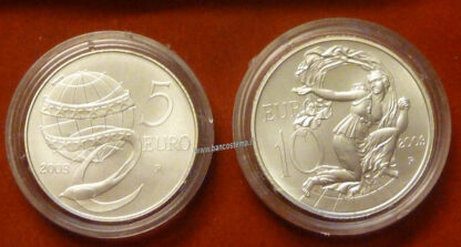 Italia 5 e 10 euro argento commemorative "Persone in Europa" 2003 fdc - immagine 2