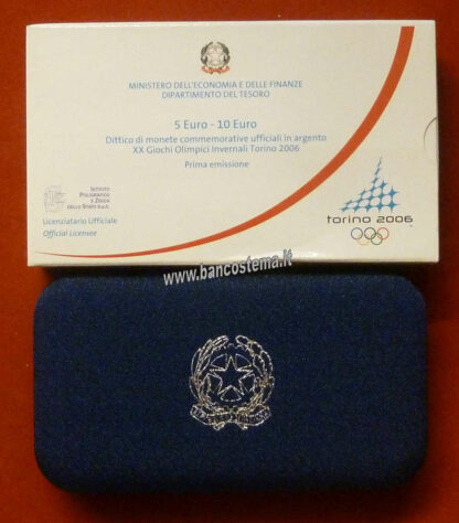 Italia 5 e 10 euro argento commemorative "XX giochi olimpici Invernali Torino 2006" 1° emis. 2005 FS - immagine 3