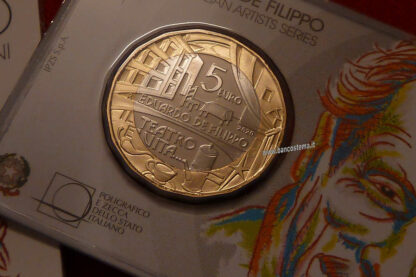 Italia 5 euro commemorativo Eduardo De Filippo 2020 coincard proof - immagine 4