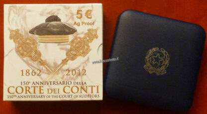 Italia 5 euro argento commemorativa "Corte dei Conti" 2012 Proof - immagine 3