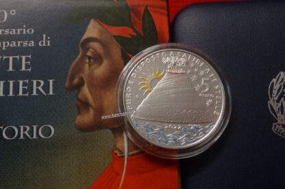 Italia 5 euro commemorativa Dante Alighieri purgatorio argento 2022 color FDC - immagine 2
