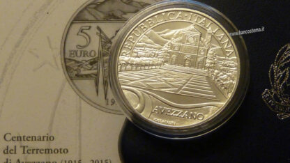 Italia 5 euro argento commemorativa "Terremoto di Avezzano" 2015 FDC