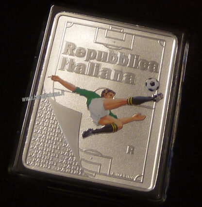 Italia 5 euro  "figurine Panini"  argento 2022 trittico ROSSA-VERDE-BIANCA  fdc - immagine 3