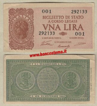 Italia A17 P29a qFDS serie 001 - 1 lira "Italia Laureata"