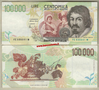 Italia P117b - A933 100.000 lire Caravaggio 2° tipo let"C" usata