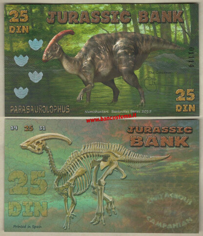 Jurassic Bank 25 Din 2015 polymer unc serie IV