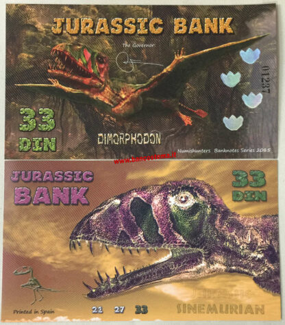 Jurassic Bank 33 Din 2015 polymer unc serie V