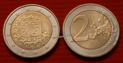 Lettonia 2 euro commemorativo 2015 30º anniversario della Bandiera Europea FDC