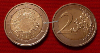 Lussemburgo 2 euro 2012 commemorativo 10° anniversario dell'euro fdc