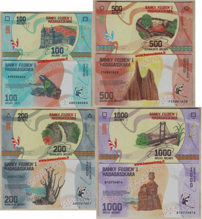 Madagascar-set-100-200-500-1.000 Ariary-2017-unc