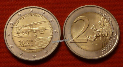 Malta 2 euro commemorativo 2015 100º anniversario del primo volo dall'isola FDC