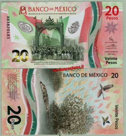 Mexico PW132(1) 20 Pesos 06.1.2021 commemorativa polymer unc