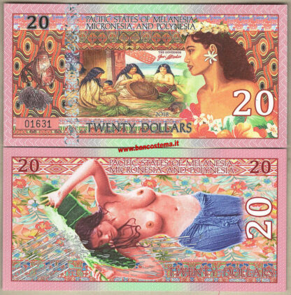 Pacific States of Melanesia Micronesia and polynesia 1-5-10-20 Dollars set 4 pz 2018 polymer unc - immagine 2
