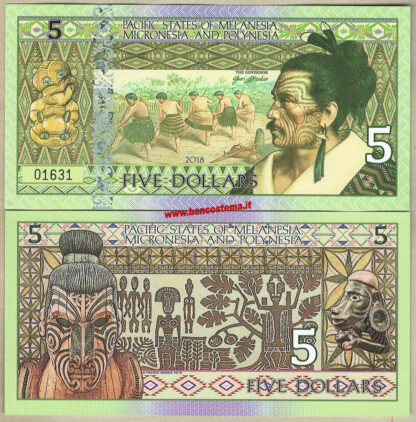 Pacific States of Melanesia Micronesia and polynesia 1-5-10-20 Dollars set 4 pz 2018 polymer unc - immagine 4