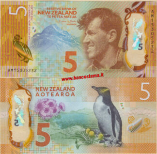 banconota New Zealand P191 5 Dollars 2015 (2016) polymer unc