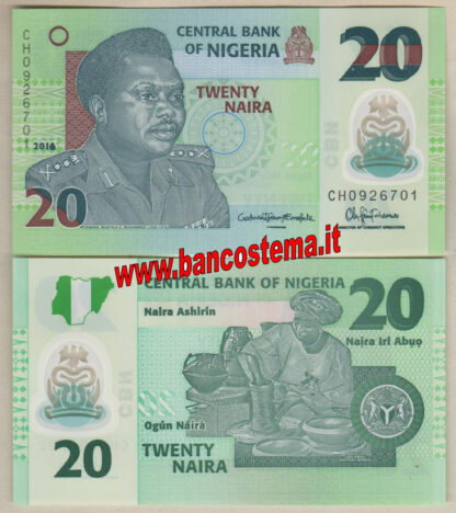 Nigeria P34l 20 Naira 2016 (2017) unc polymer