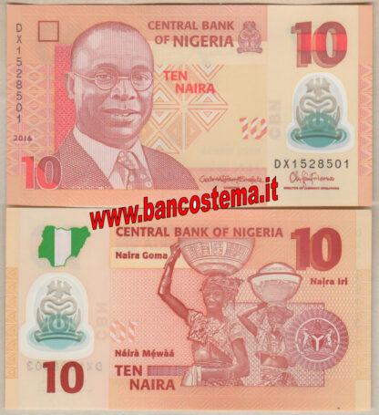 Nigeria P39g 10 Naira 2016 (2017) unc polymer