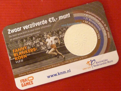 Olanda 5 euro 2018 comm. coincard Fanny Blankers-Koen, atleta fdc - immagine 2